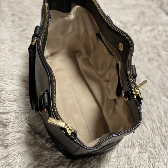TORY BURCH"Bag Tote Leather Purse-Black - Picture 4 of 16